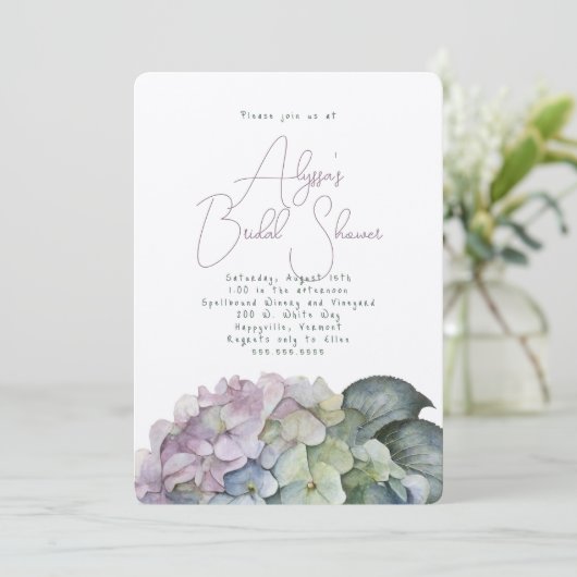  Hydrangea Bloemdouche Uitnodigingen (Staand voorkant)