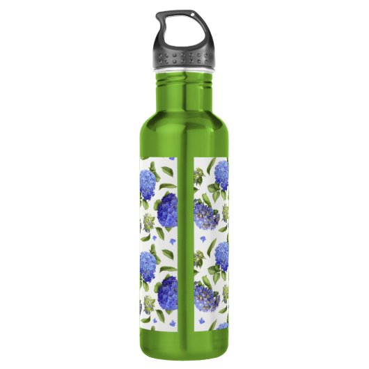 Hydrangea Bloemen Botanische Kunst Waterfles (Achterkant)