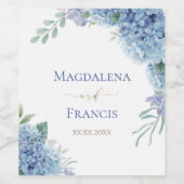 Hydrangea bloemen | bruiloft wijn etiket (Enkel label)