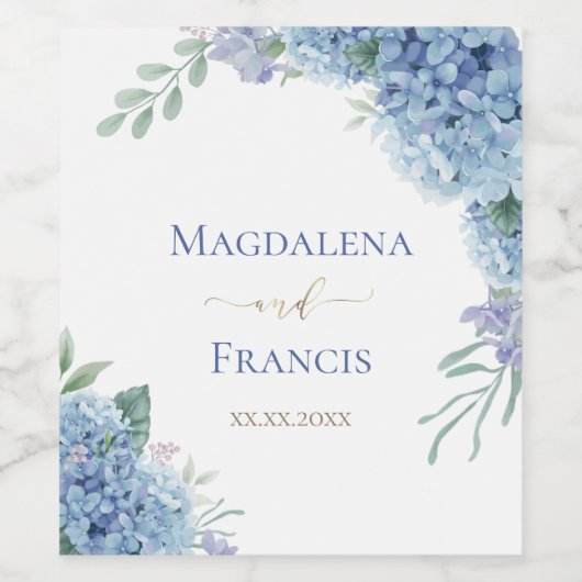 Hydrangea bloemen | bruiloft wijn etiket (Enkel label)