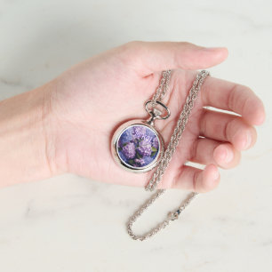 Hydrangea Bloemen Geborduurde Horloge Ketting