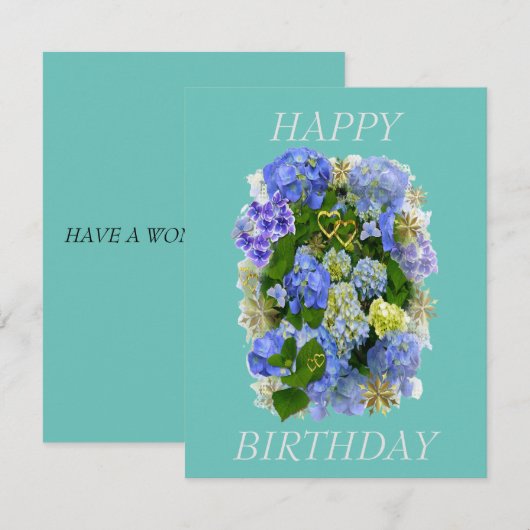 HYDRANGEA BLOEMEN GELUKKIGE VERJAARDAG (Voorkant / Achterkant)