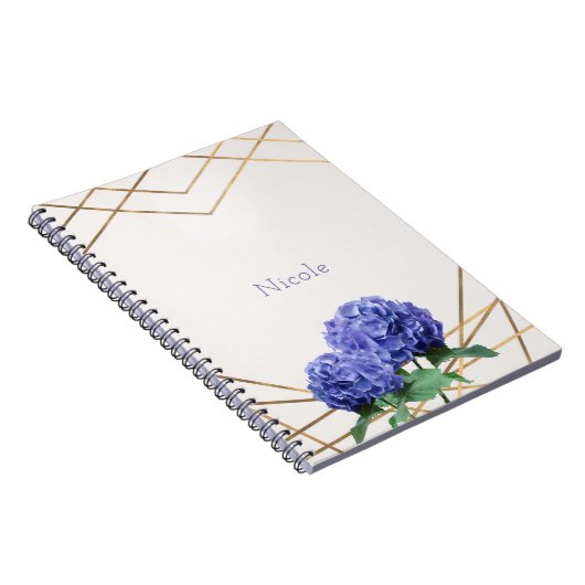 Hydrangea Bloemen & Goud Elegant Bloemen Custom Notitieboek (Rechterzijde)