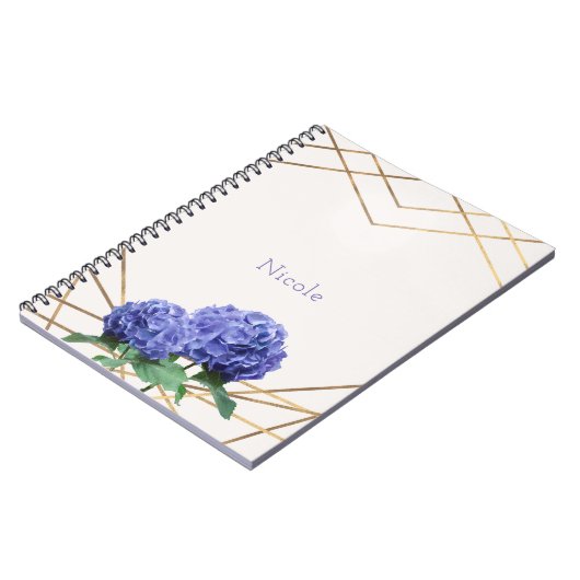 Hydrangea Bloemen & Goud Elegant Bloemen Custom Notitieboek (Linkerzijde)