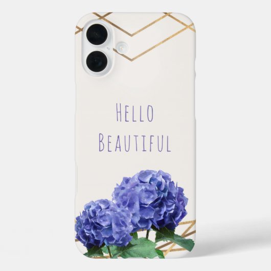 Hydrangea Bloemen & Goud Elegant Glam Gepersonalis Case-Mate iPhone Case (Achterkant)