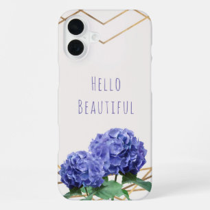 Hydrangea Bloemen & Goud Elegante Glam Persoonlijk iPhone 16 Plus Hoesje