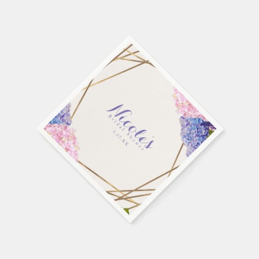 Hydrangea Bloemen & Goud Elegante Spring Wedding Servet (Hoek)