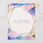Hydrangea Bloemen & Gouden Lente Save the Date Aankondigingskaart (Voorkant)