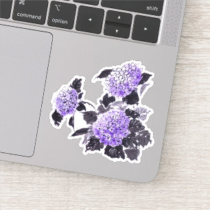 Hydrangea-bloemen, inkt en waterverf, verven sticker
