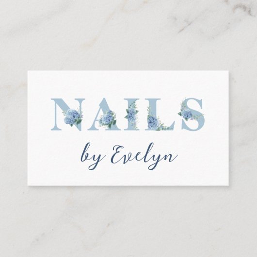 Hydrangea Bloemen Letters Nails Visitekaartje (Voorkant)