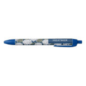 Hydrangea Bloemen Navy Blauwe Aangepaste Naam Zwarte Inkt Pen (Bodem)