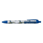 Hydrangea Bloemen Navy Blauwe Aangepaste Naam Zwarte Inkt Pen (Bovenkant)
