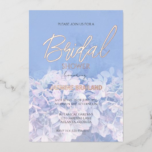 Hydrangea Bloemen Vrijgezellenfeest Folie Uitnodiging (Voorkant)