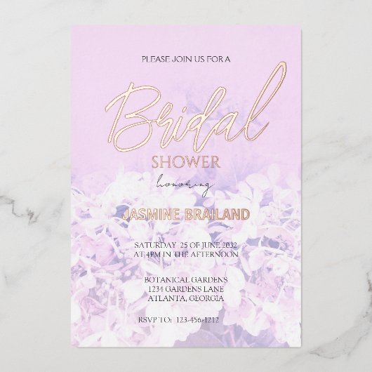 Hydrangea Bloemen Vrijgezellenfeest Folie Uitnodiging (Voorkant)