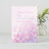 Hydrangea bloemenroze paarse bruiloft uitnodiging (Staand voorkant)