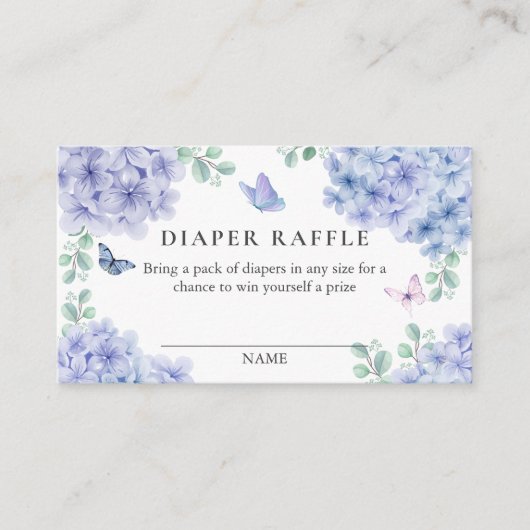 Hydrangea Bloementuin Luier Raffle Baby shower Informatiekaartje (Voorkant)