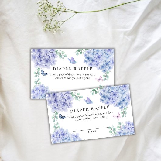 Hydrangea Bloementuin Luier Raffle Baby shower Informatiekaartje