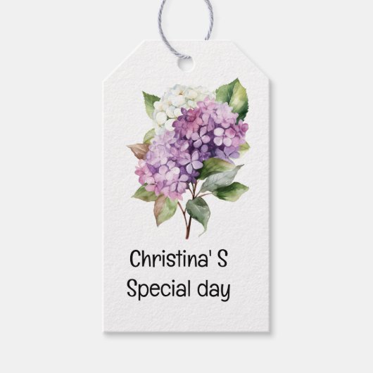 Hydrangea bloemflora bloemist liefhebber waterverf cadeaulabel (Voorkant)