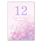 Hydrangea bloemige paarse roze trouwtafel nummers kaart (Voorkant)