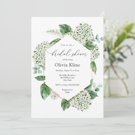 Hydrangea bloesems en groen Vrijgezellenfeest Kaart (Staand voorkant)