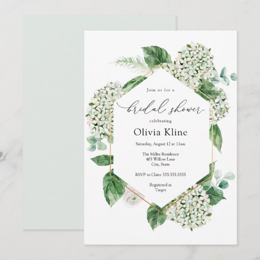 Hydrangea bloesems en groen Vrijgezellenfeest Kaart (Voorkant / Achterkant)