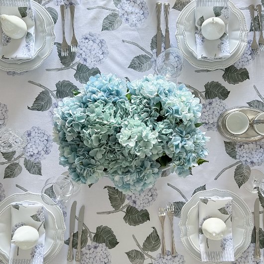 Hydrangea Bloom Blauwe Waterverf Bloemen Tafelkleed