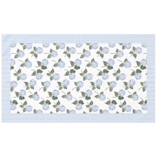 Hydrangea Bloom Blauwe Waterverf Bloemen Tafelkleed (Voorkant (Horizontaal))