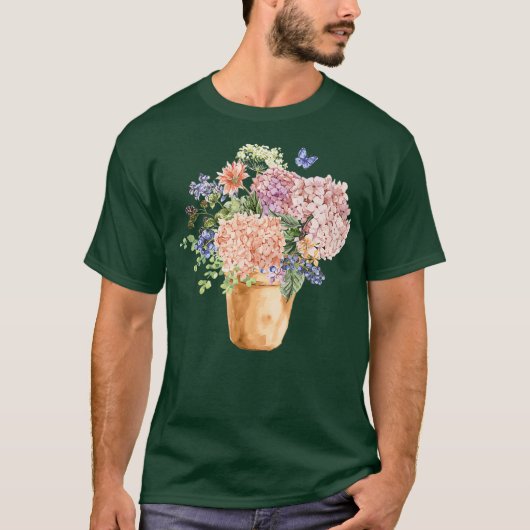 Hydrangea Blooms Bouquet Floral Spring T-shirt (Voorkant)