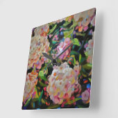 Hydrangea Blossom Decoratief Floral Art Pink Vierkante Klok (Hoek)