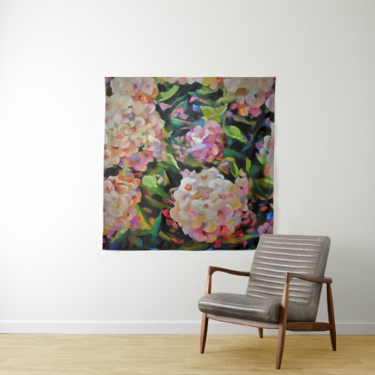 Hydrangea Blossom Decoratief Floral Art Pink Wandkleed (In situ)