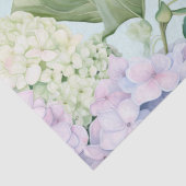 Hydrangea Blossoms Cream Lila Blauwe tinten Bloeme Tissuepapier (Detail)