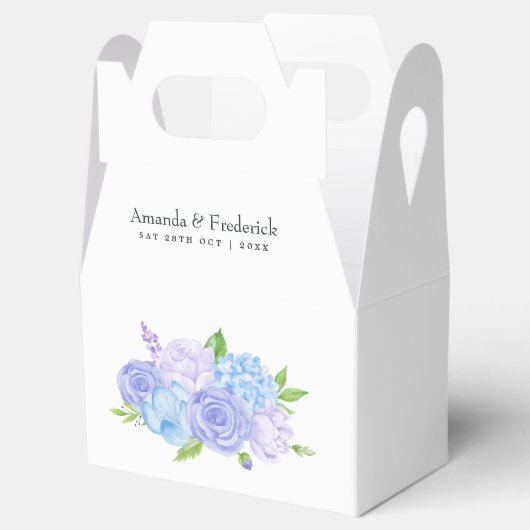 Hydrangea Blue and Light Lavender Wedding Bedankdoosjes (Geopend)