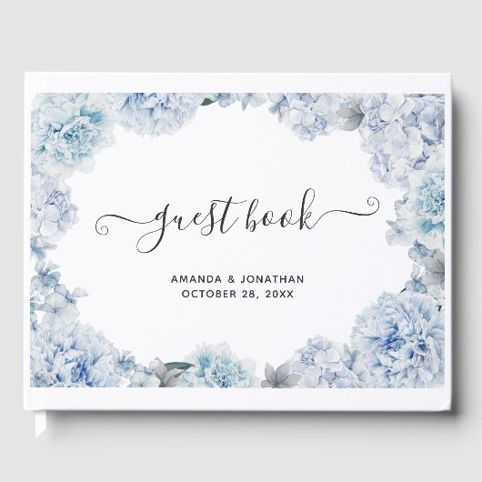 Hydrangea Blue and Light Lavender Wedding Guest Bo Gastenboek (Voorkant)