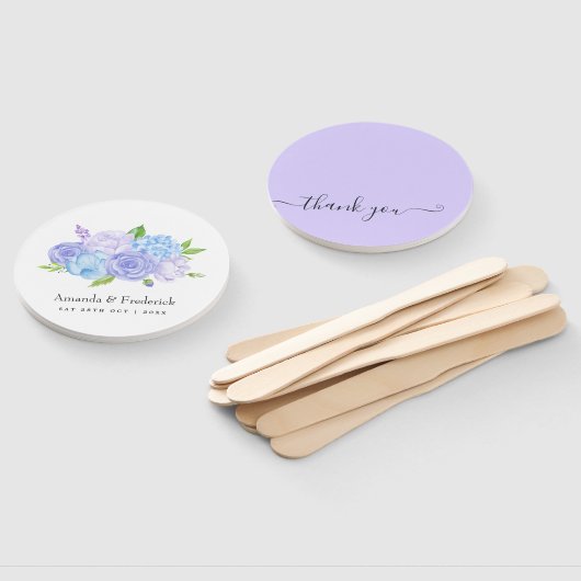 Hydrangea Blue and Light Lavender Wedding Handwaaier (Niet-gemonteerd)