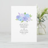 Hydrangea Blue and Light Lavender Wedding Kaart (Staand voorkant)