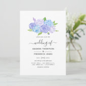 Hydrangea Blue and Light Lavender Wedding Kaart (Staand voorkant)
