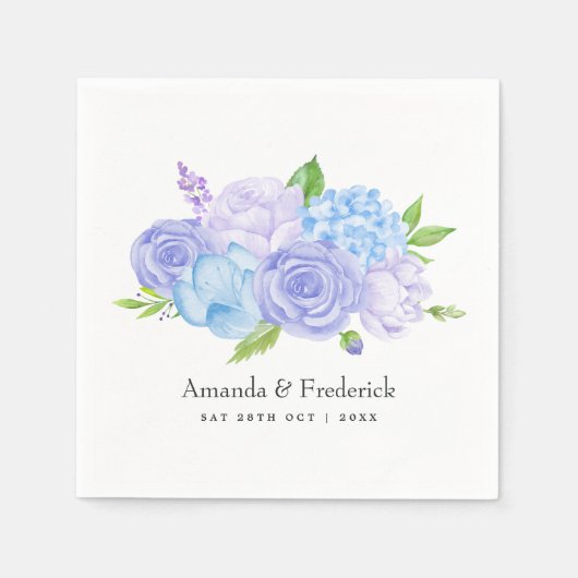 Hydrangea Blue and Light Lavender Wedding Servet (Voorkant)