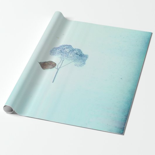 Hydrangea  Blue Floral Rustic Antiek Cadeaupapier (Uitgerold)