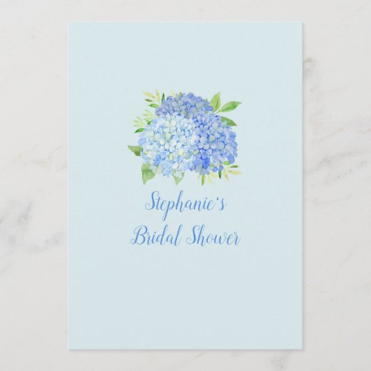 Hydrangea Blue Floral Vrijgezellenfeest Game Kaart (Achterkant)