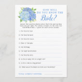 Hydrangea Blue Floral Vrijgezellenfeest Game Kaart (Voorkant)
