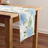 Hydrangea Blue Floral Waterverf Tafelloper (Voorbeeld)