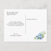 Hydrangea Blue Floral Wedding Dank je Briefkaart (Achterkant)