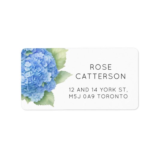 Hydrangea Blue Flowers Baby shower Adres Etiket (Voorkant)