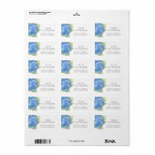 Hydrangea Blue Flowers Baby shower Adres Etiket (Full Sheet)