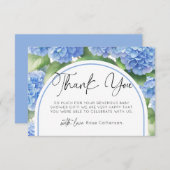 Hydrangea Blue Flowers Baby shower Bedankkaart (Voorkant / Achterkant)