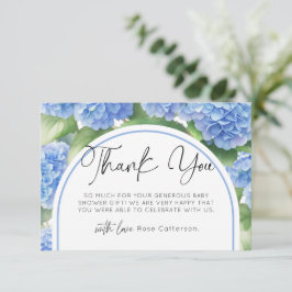Hydrangea Blue Flowers Baby shower Bedankkaart