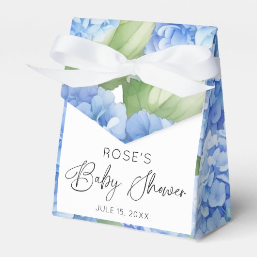 Hydrangea Blue Flowers Het is een Boy Baby shower Bedankdoosjes (Voorkant Zijde)