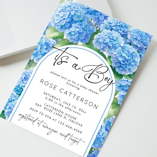 Hydrangea Blue Flowers Het is een Boy Baby shower Kaart