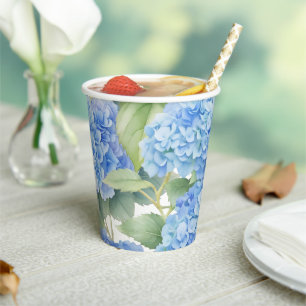Hydrangea Blue Flowers Het is een Boy Baby shower Papieren Bekers