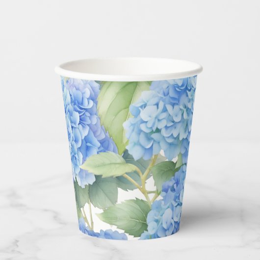 Hydrangea Blue Flowers Het is een Boy Baby shower Papieren Bekers (Voorkant)